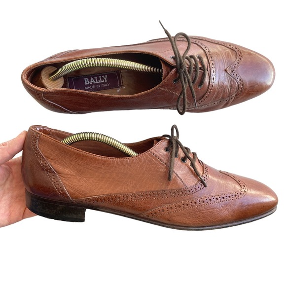 Bally Other - Vintage BALLY Italian Brown Leather Wing Tip Brogue Oxford Dress Shoes Mens 10.5